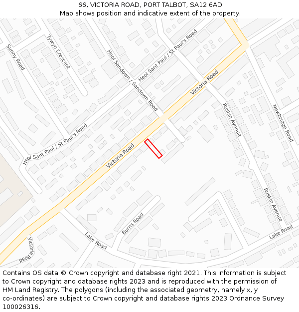 66, VICTORIA ROAD, PORT TALBOT, SA12 6AD: Location map and indicative extent of plot