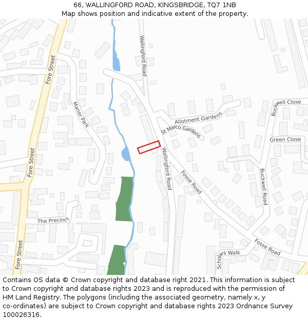66, WALLINGFORD ROAD, KINGSBRIDGE, TQ7 1NB: Location map and indicative extent of plot