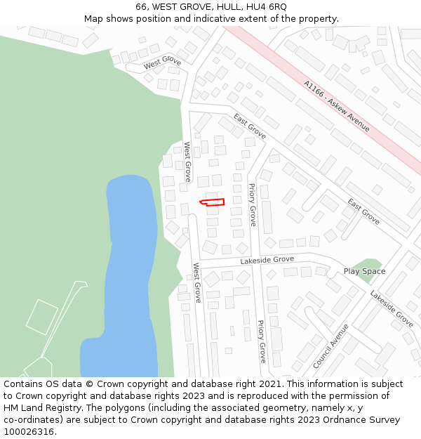 66, WEST GROVE, HULL, HU4 6RQ: Location map and indicative extent of plot