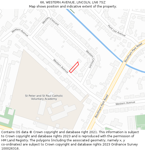 66, WESTERN AVENUE, LINCOLN, LN6 7SZ: Location map and indicative extent of plot