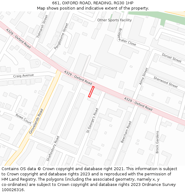 661, OXFORD ROAD, READING, RG30 1HP: Location map and indicative extent of plot