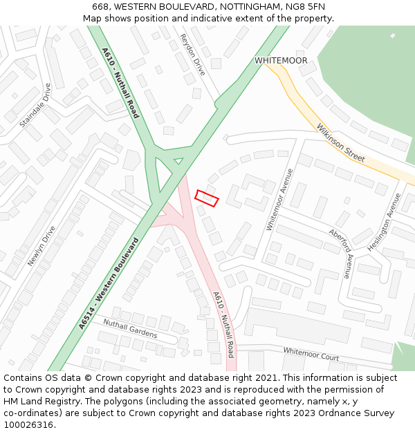 668, WESTERN BOULEVARD, NOTTINGHAM, NG8 5FN: Location map and indicative extent of plot