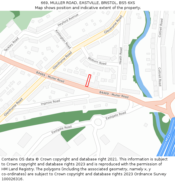 669, MULLER ROAD, EASTVILLE, BRISTOL, BS5 6XS: Location map and indicative extent of plot