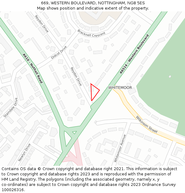 669, WESTERN BOULEVARD, NOTTINGHAM, NG8 5ES: Location map and indicative extent of plot
