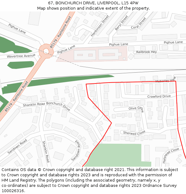 67, BONCHURCH DRIVE, LIVERPOOL, L15 4PW: Location map and indicative extent of plot