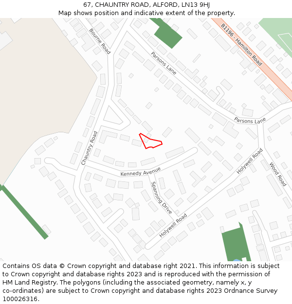 67, CHAUNTRY ROAD, ALFORD, LN13 9HJ: Location map and indicative extent of plot