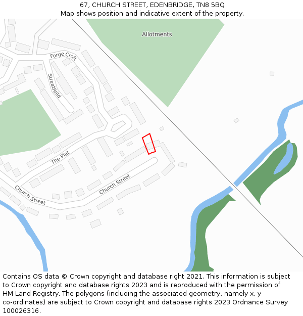 67, CHURCH STREET, EDENBRIDGE, TN8 5BQ: Location map and indicative extent of plot