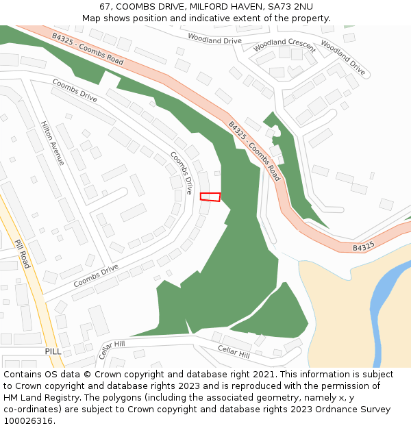 67, COOMBS DRIVE, MILFORD HAVEN, SA73 2NU: Location map and indicative extent of plot