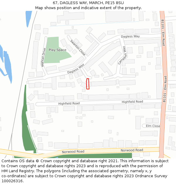 67, DAGLESS WAY, MARCH, PE15 8SU: Location map and indicative extent of plot