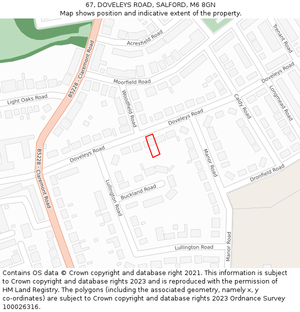 67, DOVELEYS ROAD, SALFORD, M6 8GN: Location map and indicative extent of plot