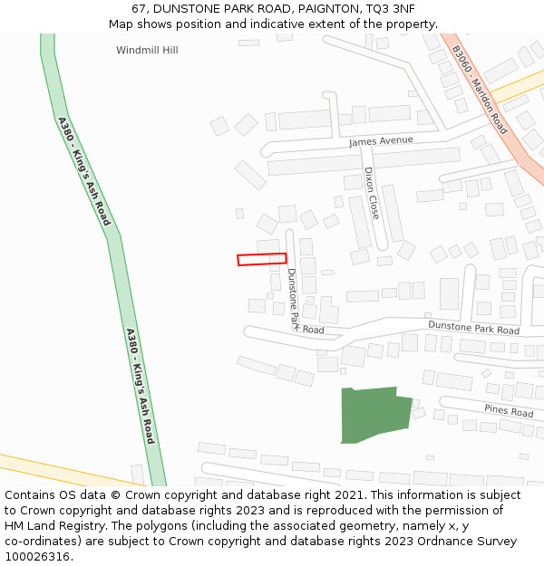 67, DUNSTONE PARK ROAD, PAIGNTON, TQ3 3NF: Location map and indicative extent of plot