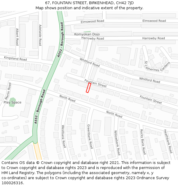 67, FOUNTAIN STREET, BIRKENHEAD, CH42 7JD: Location map and indicative extent of plot