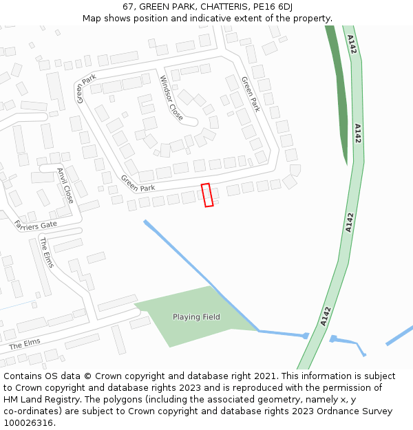 67, GREEN PARK, CHATTERIS, PE16 6DJ: Location map and indicative extent of plot