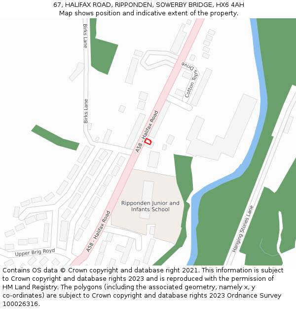 67, HALIFAX ROAD, RIPPONDEN, SOWERBY BRIDGE, HX6 4AH: Location map and indicative extent of plot