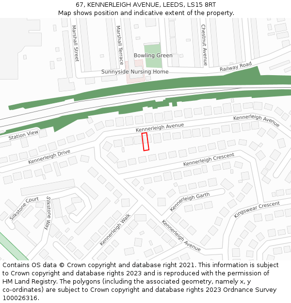 67, KENNERLEIGH AVENUE, LEEDS, LS15 8RT: Location map and indicative extent of plot