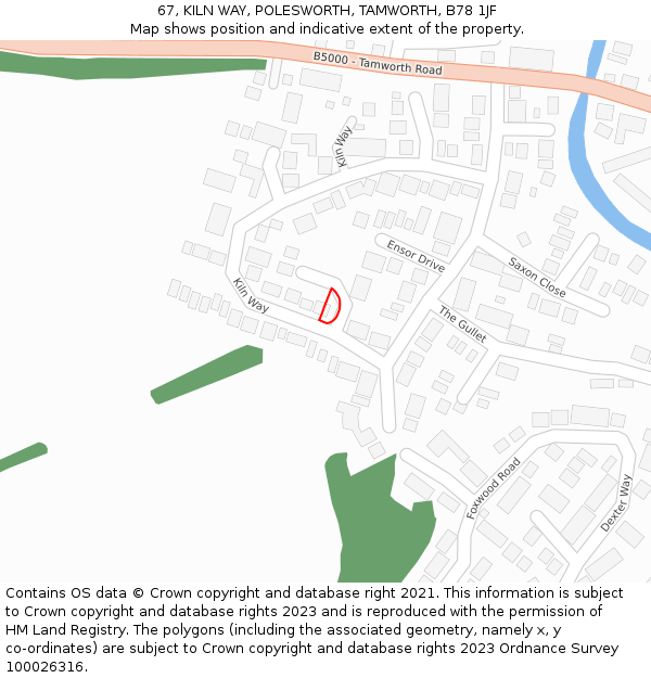 67, KILN WAY, POLESWORTH, TAMWORTH, B78 1JF: Location map and indicative extent of plot