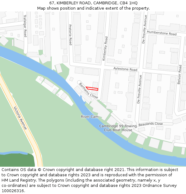 67, KIMBERLEY ROAD, CAMBRIDGE, CB4 1HQ: Location map and indicative extent of plot