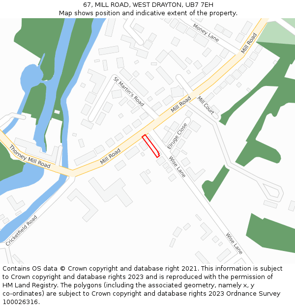 67, MILL ROAD, WEST DRAYTON, UB7 7EH: Location map and indicative extent of plot