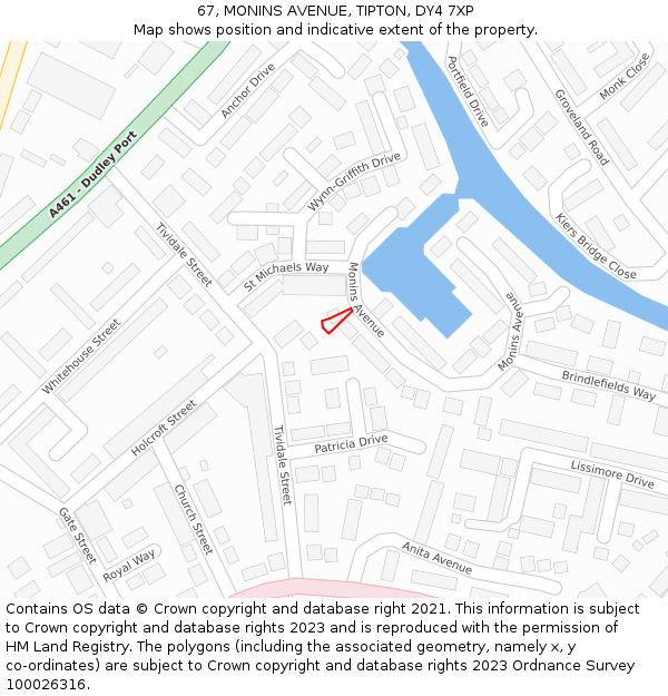 67, MONINS AVENUE, TIPTON, DY4 7XP: Location map and indicative extent of plot