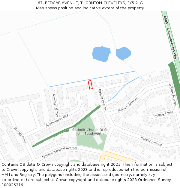 67, REDCAR AVENUE, THORNTON-CLEVELEYS, FY5 2LG: Location map and indicative extent of plot