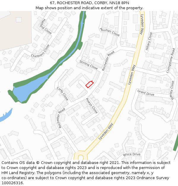 67, ROCHESTER ROAD, CORBY, NN18 8PN: Location map and indicative extent of plot