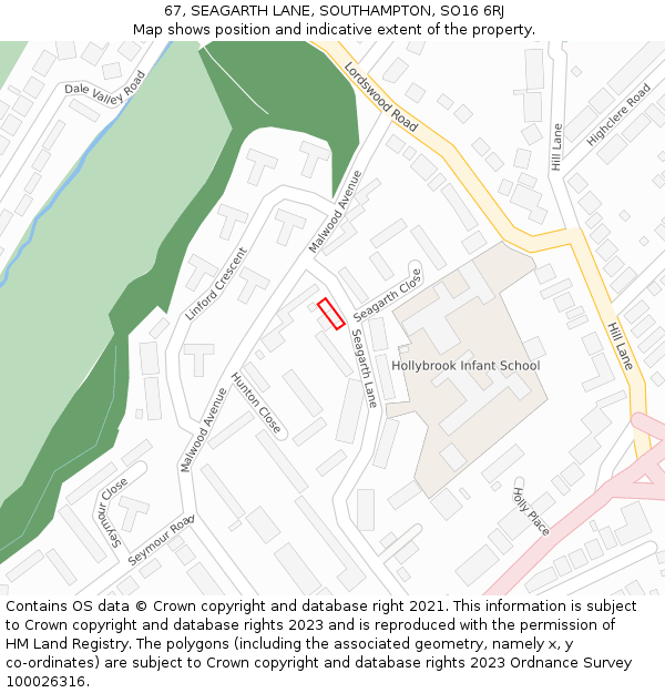 67, SEAGARTH LANE, SOUTHAMPTON, SO16 6RJ: Location map and indicative extent of plot