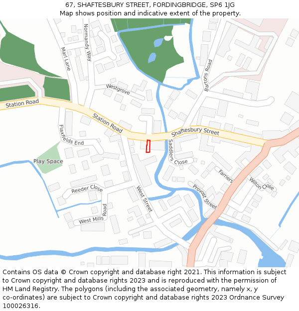 67, SHAFTESBURY STREET, FORDINGBRIDGE, SP6 1JG: Location map and indicative extent of plot