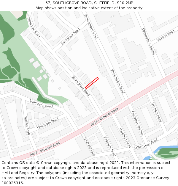 67, SOUTHGROVE ROAD, SHEFFIELD, S10 2NP: Location map and indicative extent of plot