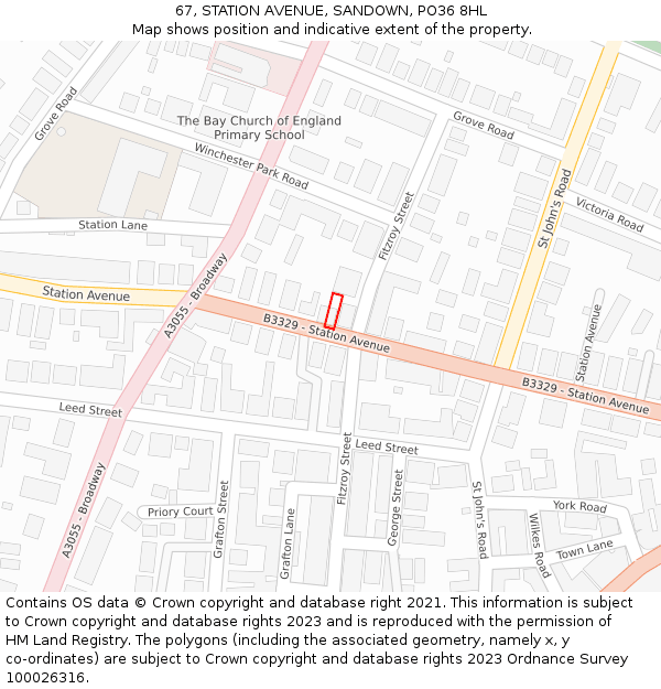 67, STATION AVENUE, SANDOWN, PO36 8HL: Location map and indicative extent of plot