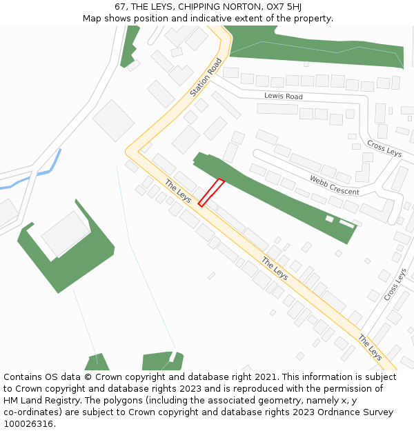 67, THE LEYS, CHIPPING NORTON, OX7 5HJ: Location map and indicative extent of plot