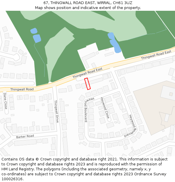 67, THINGWALL ROAD EAST, WIRRAL, CH61 3UZ: Location map and indicative extent of plot