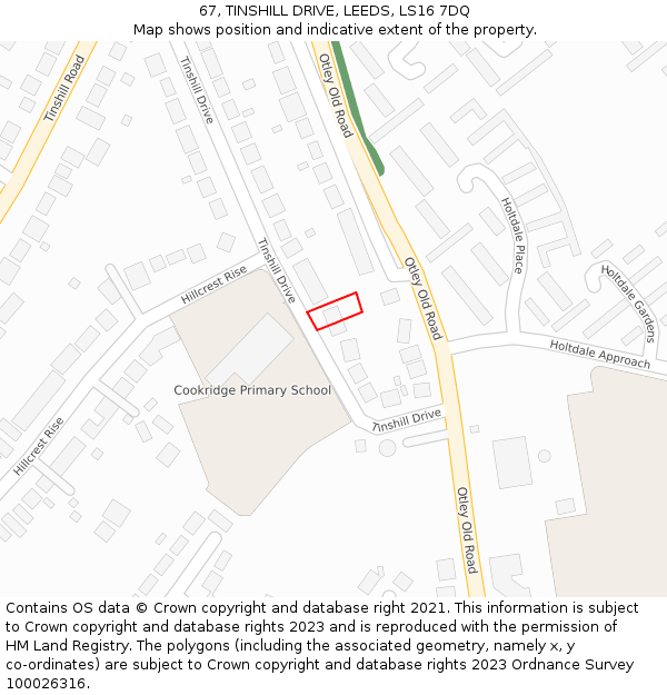 67, TINSHILL DRIVE, LEEDS, LS16 7DQ: Location map and indicative extent of plot