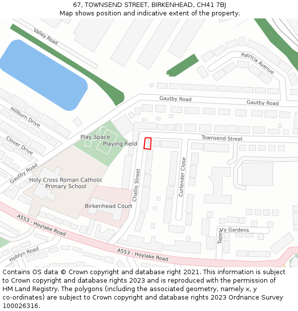 67, TOWNSEND STREET, BIRKENHEAD, CH41 7BJ: Location map and indicative extent of plot