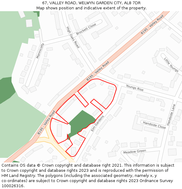 67, VALLEY ROAD, WELWYN GARDEN CITY, AL8 7DR: Location map and indicative extent of plot
