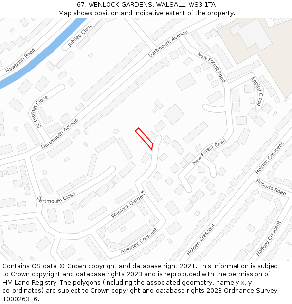 67, WENLOCK GARDENS, WALSALL, WS3 1TA: Location map and indicative extent of plot