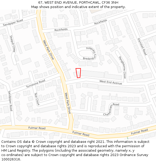 67, WEST END AVENUE, PORTHCAWL, CF36 3NH: Location map and indicative extent of plot