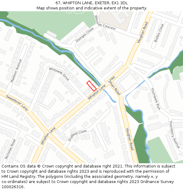 67, WHIPTON LANE, EXETER, EX1 3DL: Location map and indicative extent of plot