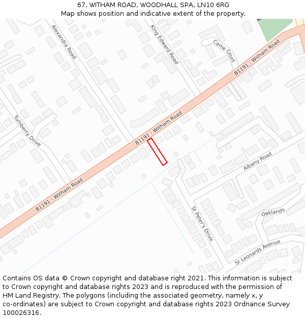 67, WITHAM ROAD, WOODHALL SPA, LN10 6RG: Location map and indicative extent of plot