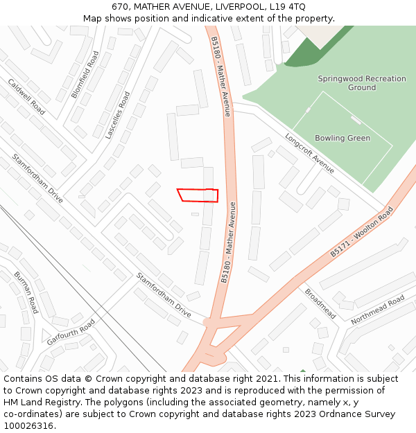 670, MATHER AVENUE, LIVERPOOL, L19 4TQ: Location map and indicative extent of plot