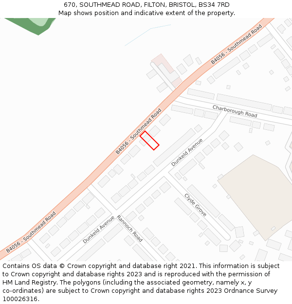 670, SOUTHMEAD ROAD, FILTON, BRISTOL, BS34 7RD: Location map and indicative extent of plot