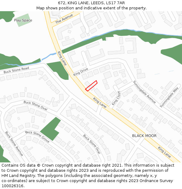 672, KING LANE, LEEDS, LS17 7AR: Location map and indicative extent of plot
