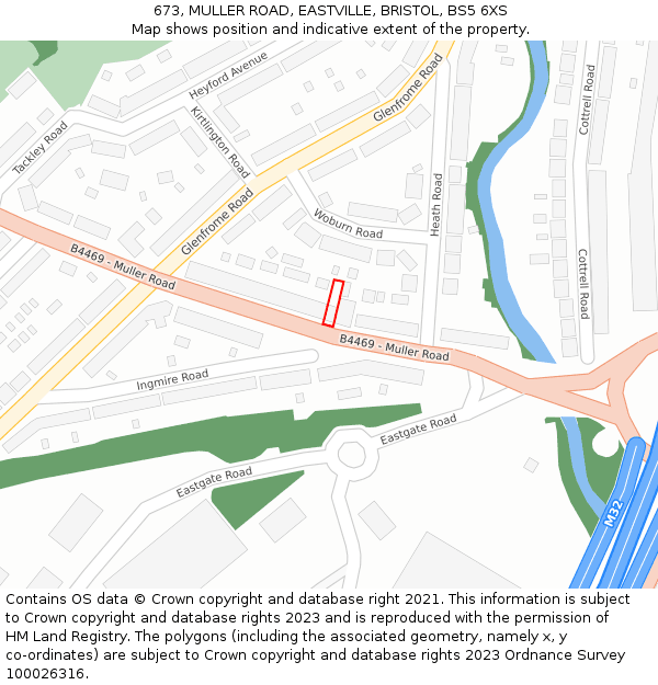 673, MULLER ROAD, EASTVILLE, BRISTOL, BS5 6XS: Location map and indicative extent of plot