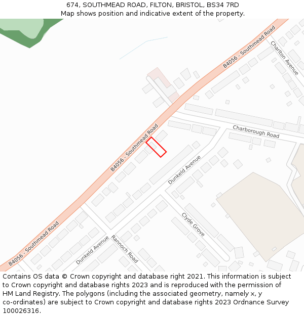 674, SOUTHMEAD ROAD, FILTON, BRISTOL, BS34 7RD: Location map and indicative extent of plot