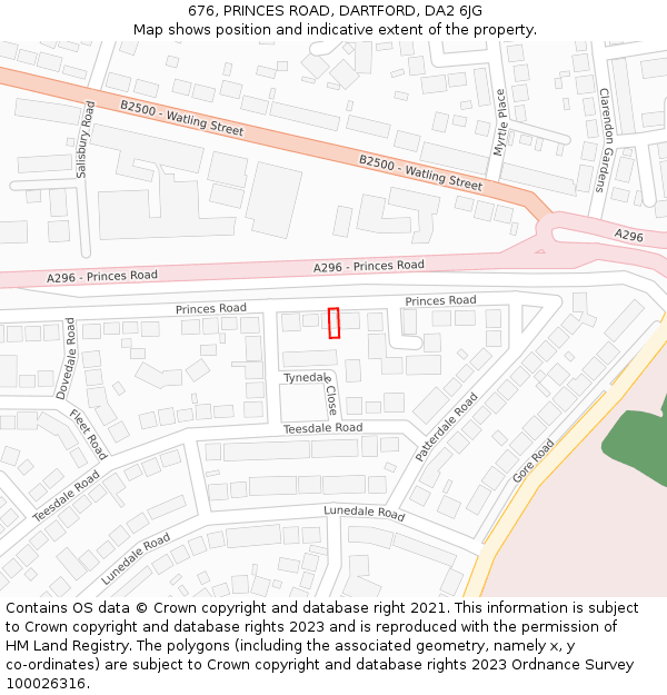 676, PRINCES ROAD, DARTFORD, DA2 6JG: Location map and indicative extent of plot