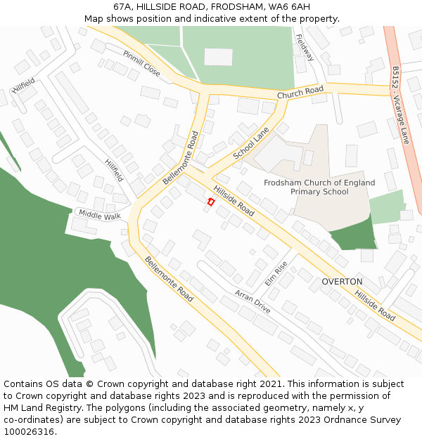 67A, HILLSIDE ROAD, FRODSHAM, WA6 6AH: Location map and indicative extent of plot