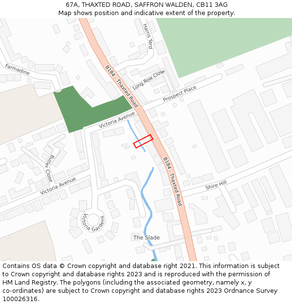 67A, THAXTED ROAD, SAFFRON WALDEN, CB11 3AG: Location map and indicative extent of plot