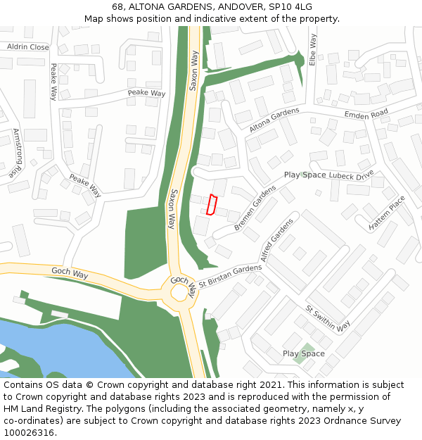 68, ALTONA GARDENS, ANDOVER, SP10 4LG: Location map and indicative extent of plot