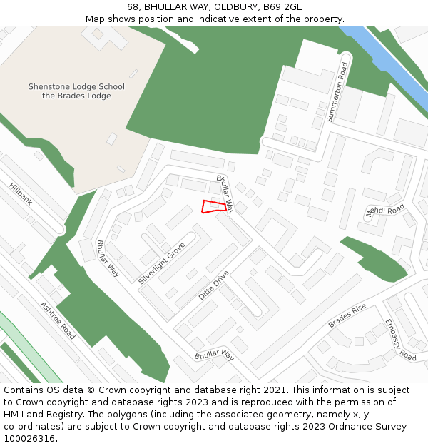 68, BHULLAR WAY, OLDBURY, B69 2GL: Location map and indicative extent of plot