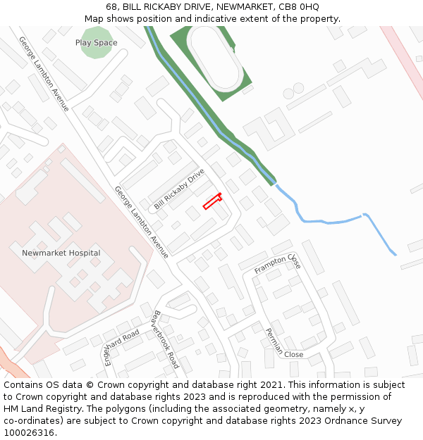 68, BILL RICKABY DRIVE, NEWMARKET, CB8 0HQ: Location map and indicative extent of plot