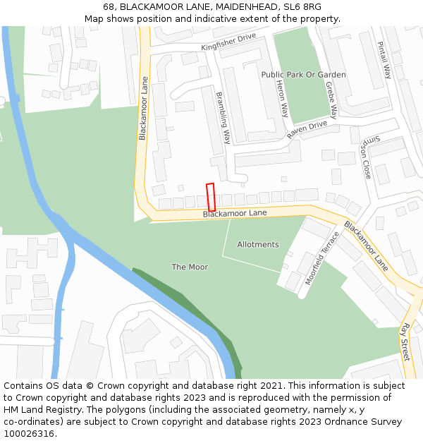 68, BLACKAMOOR LANE, MAIDENHEAD, SL6 8RG: Location map and indicative extent of plot